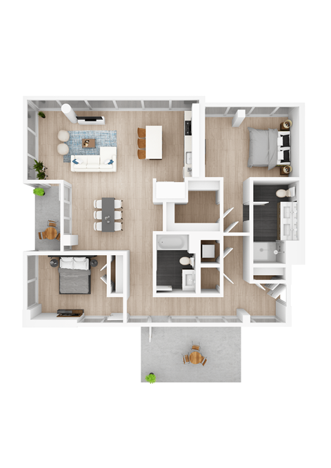 a1 floor plan  1 bedroom with 2 baths  129